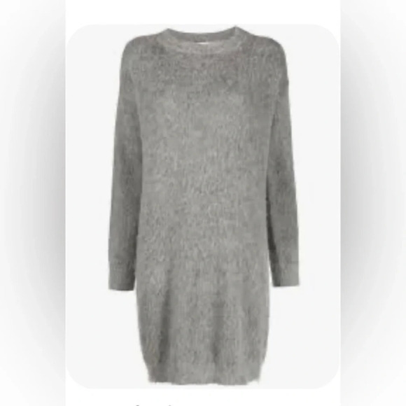 Just Female Knit Sweater Dress Angora Wool Blend Size S/M Gray Long Sleeve Crew - Picture 1 of 11